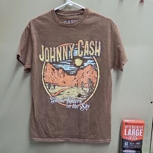 Johnny Cash Brown Graphic T-Shirt